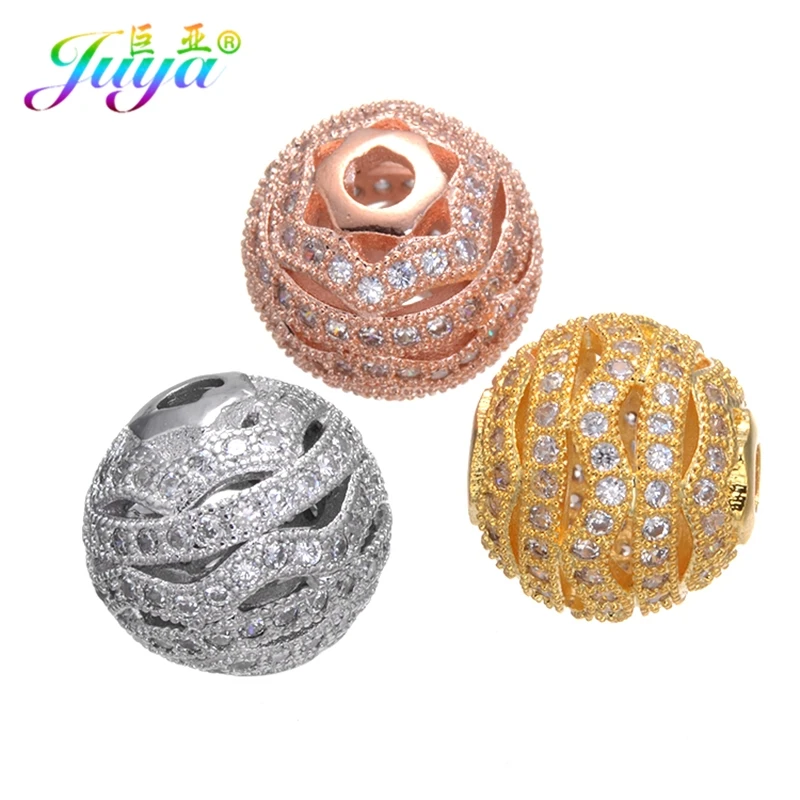 

Juya DIY 10mm 12mm Ball Beads Wholesale Hollow Infinity Metal Beads Accessories For Natural Stones Beadwork Beads Jewelry Making