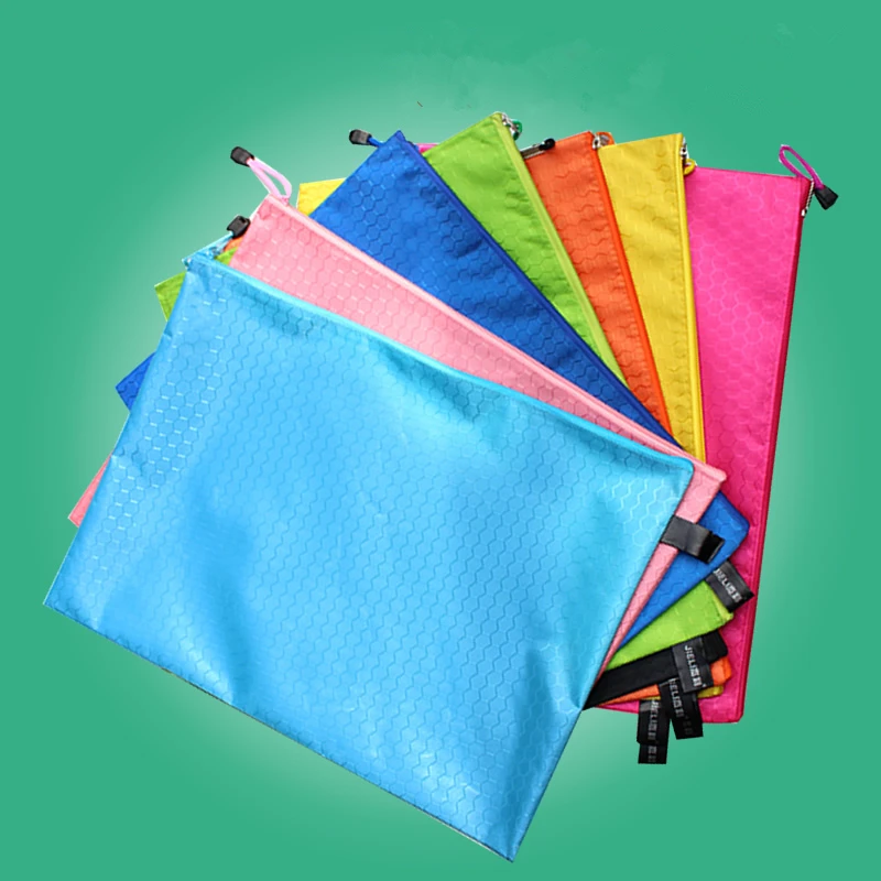 Waterproof  Zip Bag Plastic Document Pen Filing Products Pocket Folder Wallet Office School B4 A4 Size