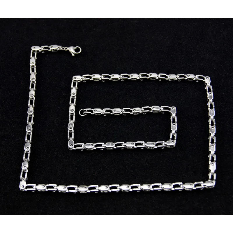 Risul 3.5mm Box Chain Punk Style dla mężczyzn grube pudełko na naszyjnik błyszczące łańcuchy ze stali nierdzewnej mężczyzna diy biżuteria hurtowych 5 sztuk