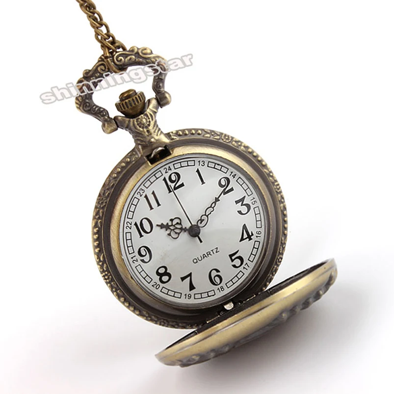 Retro Bronze Car Truck Pocket Watch Antique steel pocket fob watches long chain Necklace Gift relogio de bolso