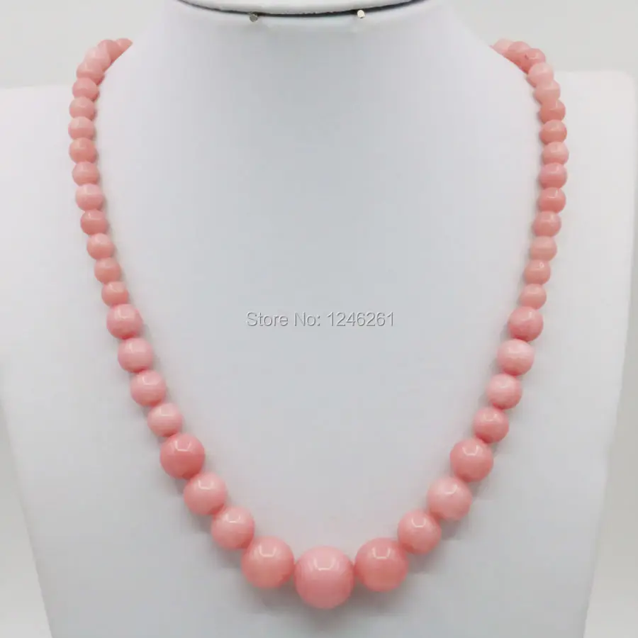 

6-14mm HOT Pink Chalcedony Lucky Stone Necklace Chain Round Beads Fashion Jewelry Party Wedding Gifts Mother's Day gifts 18inch