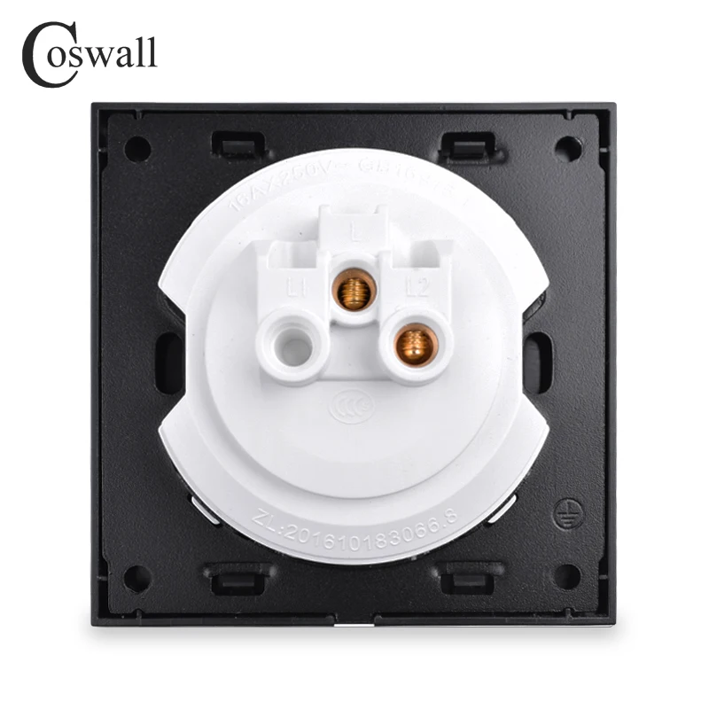 Coswall 1 Gang 1 Way Random Click On / Off Wall Light Switch With LED Indicator Black / Silver Grey Brushed Aluminum Metal Panel