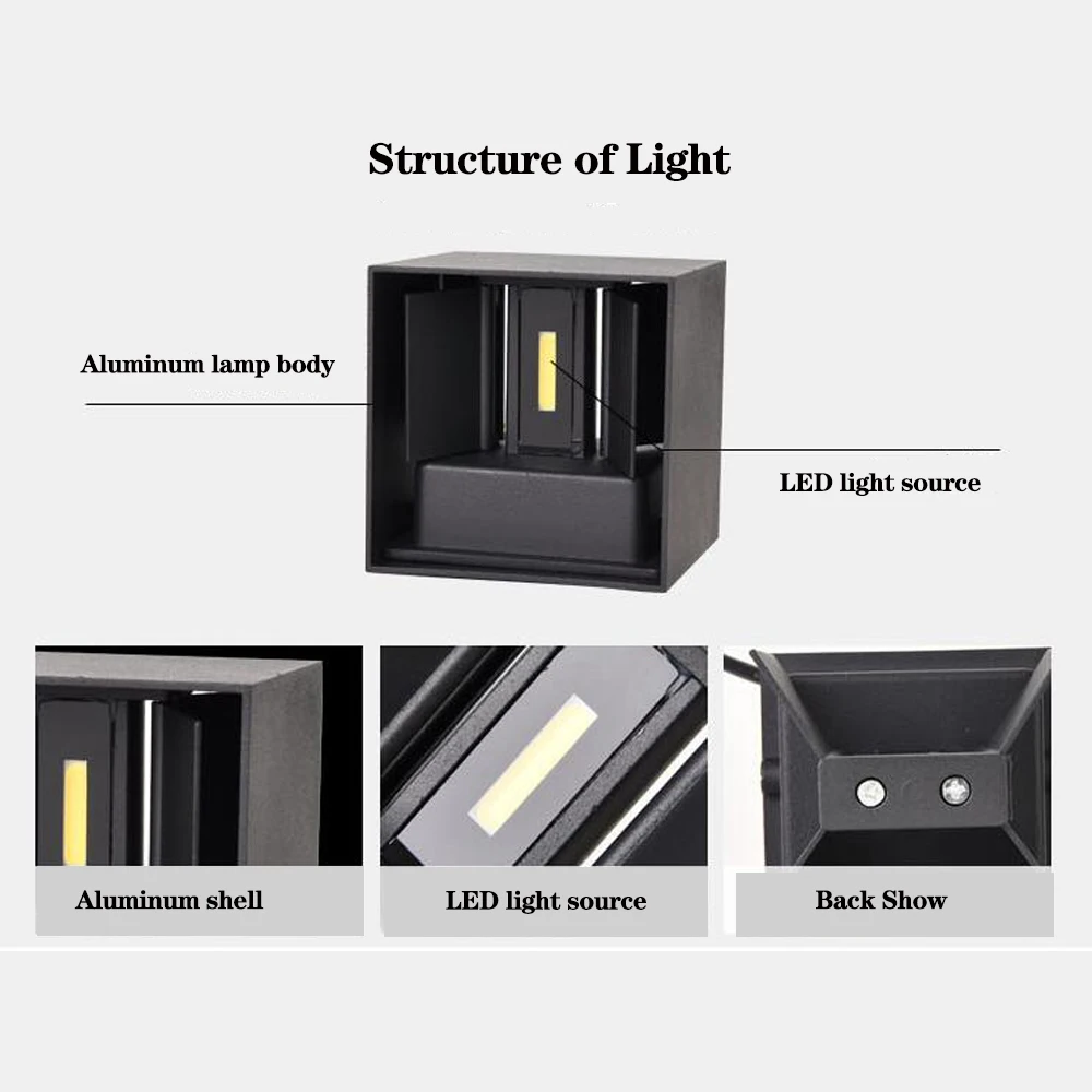 Imagem -05 - Quadradorodada Luz de Parede ao ar Livre 12 w Alumínio à Prova d Água Lâmpada de Parede Regulável Led Floodlight Hotel Sala de Estar Iluminação Ac85265 v