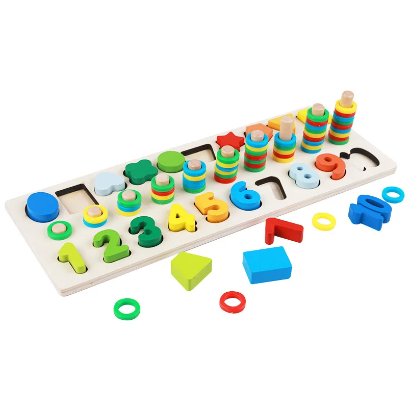 High quality Montessori Children Preschool Teaching Aids Counting and Stacking Board Wooden Math Toy learning educational toys