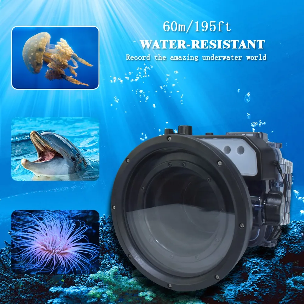 Seafrogs 60m/195ft Diving Camera Underwater Waterproof Housing Case for Sony RX100 VI  Mark 6 Camera