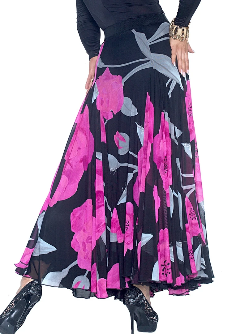 Ballroom dance double layers eight pieces fabric big flare hem skirts Spain Waltz modern dance skirt S15005 practice