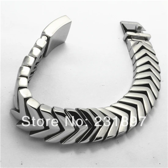 Hot Amazing Arrow Design Shiny Tone Mens Bracelet Polishing Solid 316L Stainless Steel Bangle Biker Jewelery