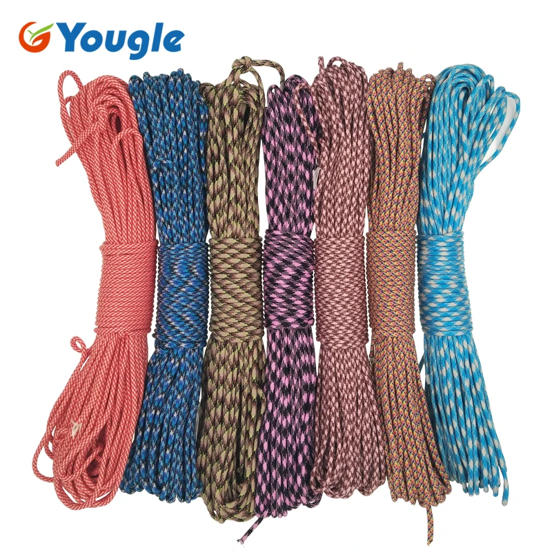 YOUGLE Paracord 550 100FT 50FT Paracord Rope Mil Spec Type III 7Strand Paracorde 550 Survival Kit Equipment Wholesale 74-80