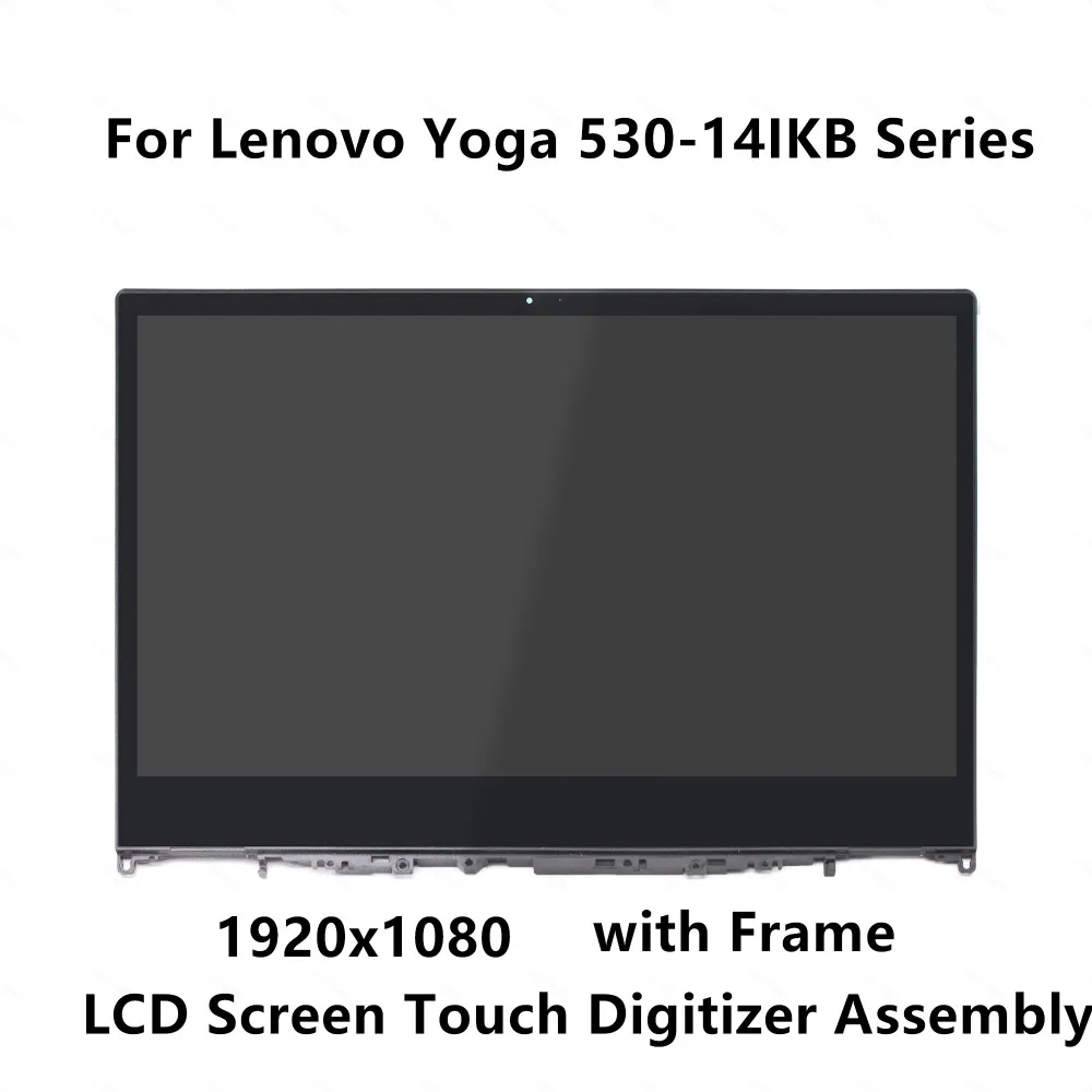 For Lenovo Yoga 530-14IKB 81EK 530 14 Series 1920x1080 IPS LCD Panel Display Screen Touch Glass Digitizer Assembly with Frame