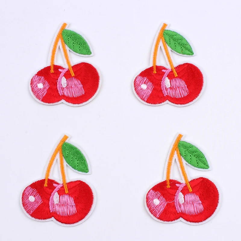 10pcs/lot Embroidered Cherry Patch DIY Clothes Sewing Accessories Iron On Cartoon Fruit Sticker DIY Jeans Coats Pants Appliques