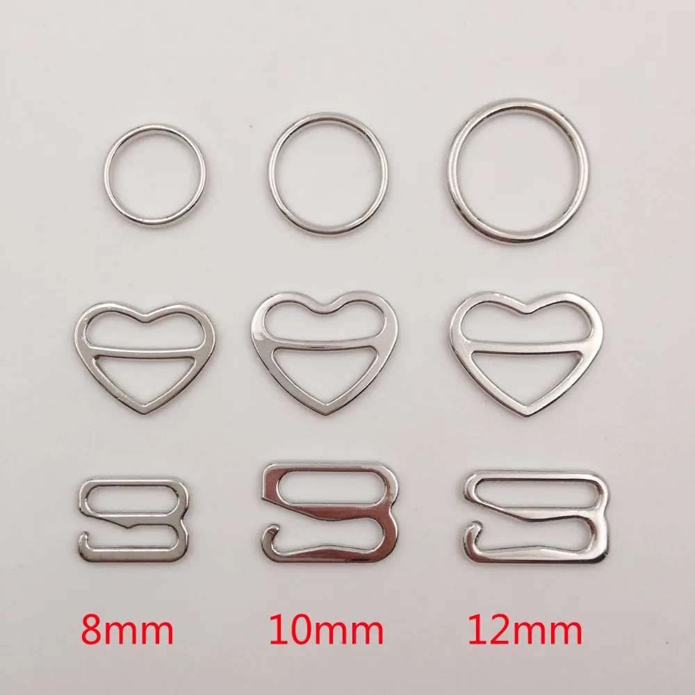 100 pcs / lot  Silver/Gold bra rings heart shape adjusters hooks 8mm/10mm/12mm