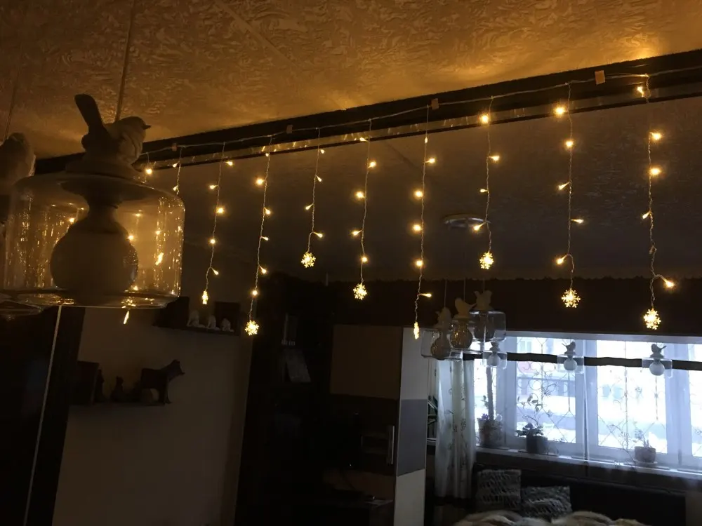 Snowflake LED String Lights, Multi Color, 4m, 96SMD, Lamp, String, Curtain, Holiday, Xmas, Wedding Decor