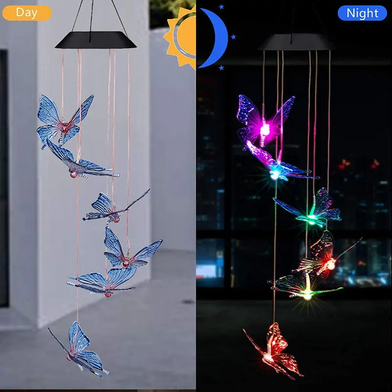 Color Change Solar Wind Chime Light Hanging Spinner Lamp Romantic Gift For Home Garden Yard Party Outdoor Solar Lamp Solar Light