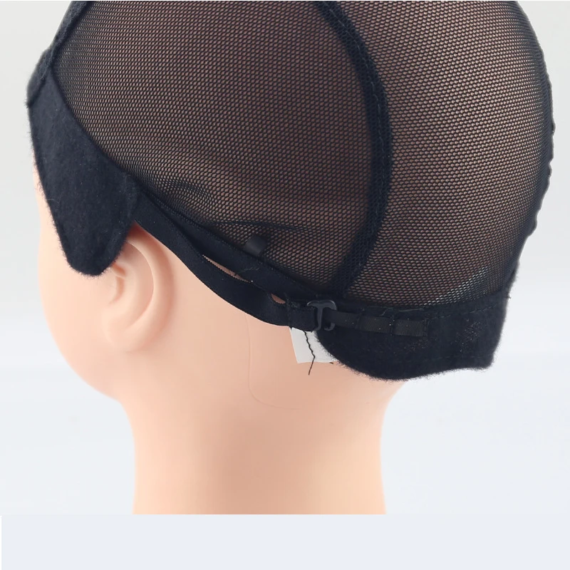 Stretch Lace Wig Caps For Making Wigs Black Mesh Hair Net Wig Weaving Cap With Adjustable Straps