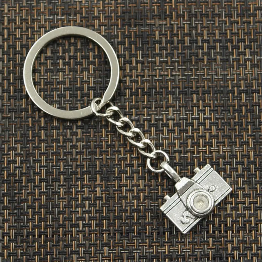 New Fashion Men 30mm Keychain DIY Metal Holder Chain Vintage Camera 22x21mm Silver Color Pendant Gift