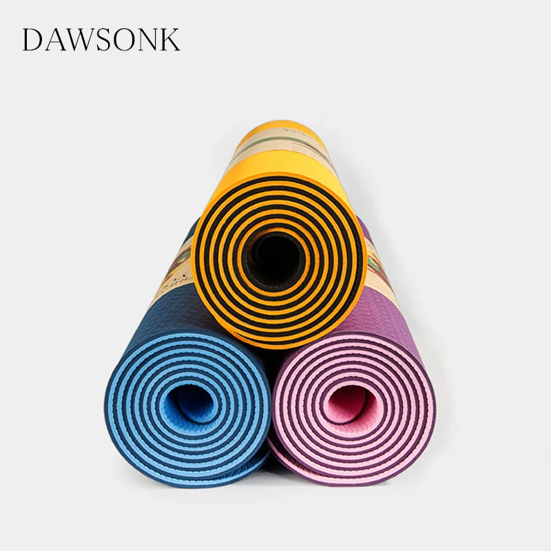 Two-tone yoga mats 4 mm senior type non-slip Pilates thickening widened long fitness dance mats home gym mat 61cm random color