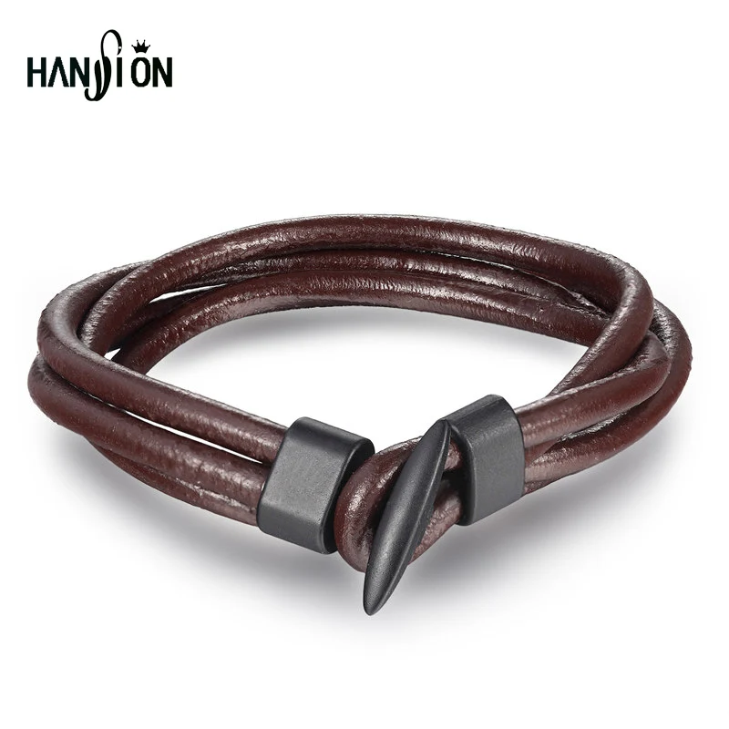 XiongHang 2017 New Arrival Fashion Leather Men's Bracelets Trendy Boys Knight Courage Bandage Charm Black Hook Bracelets