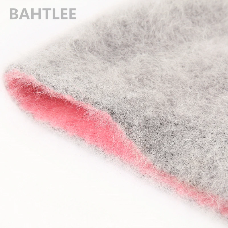 BAHTLEE-Women\'s Long Wool Scarf, Angola Knitting, Thick, Keep Warm, Fashion Brand Style, Perfect Neutral, Winter