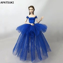 Royal Blue Fashion Costume Clothes For Barbie Doll Dress Vestidoes Multi-layer Party Dresses Outfits For 1/6 Doll Accessories