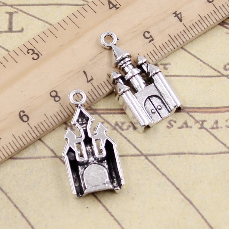 10 sztuk Charms zamek 28x14mm tybetański srebrny kolor wisiorki antyczna biżuteria Making DIY Handmade Craft
