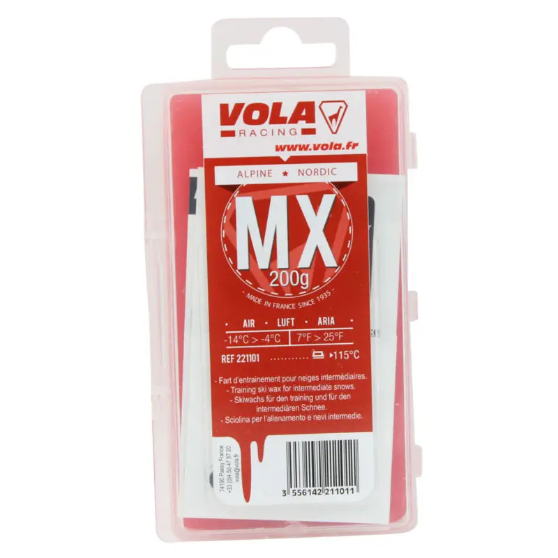 VOLA Alpien snowboard and Nodic waxes for use in different kinds of snow Made in France