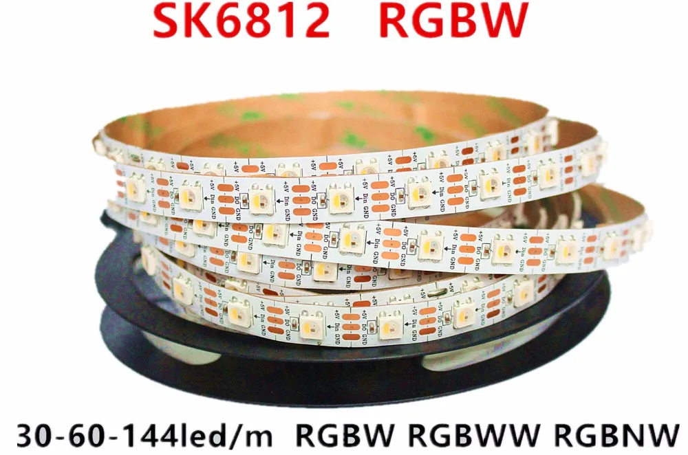 SK6812 RGBW (Similar Ws2812b) 4 in 1 1m/4m/5m 30/60/144 Leds/Pixels/M Individual Addressable Strip  WW NW IP30/65/67 DC5V