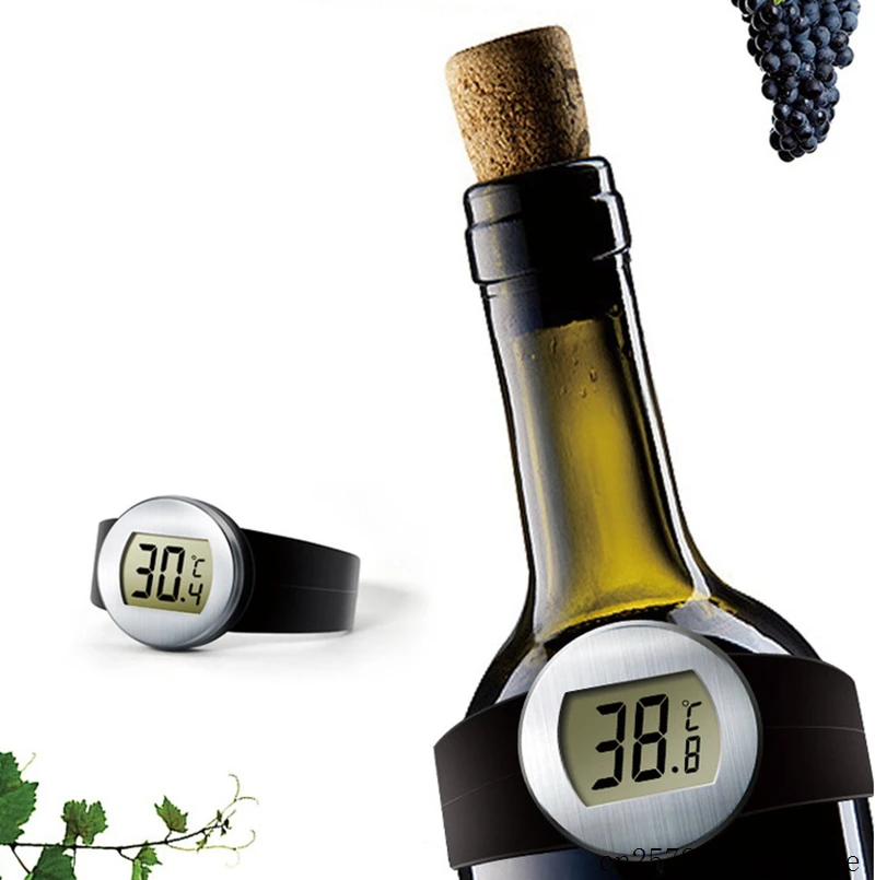 

50pcs Electronic Bottle Thermometer LCD Red Wine Bottle Thermometer Digital Wine Automatical Watch Temperature Meter Wine Tools