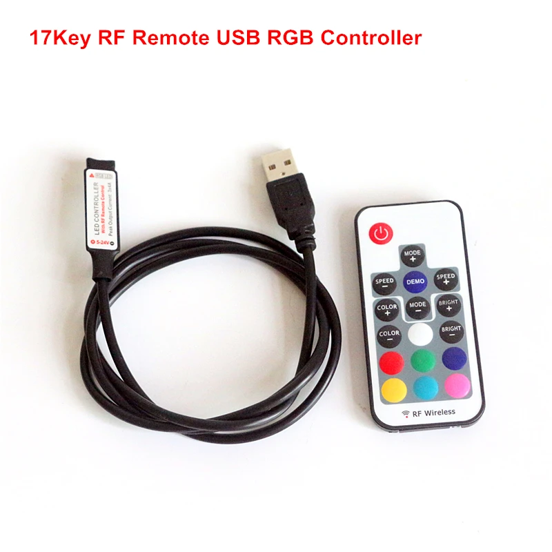 Mini 3 /24 / 44 Sleutel Ir Rf Usb Rgb Remote Wireless Led Controller Dimmer Dynamische Modus Infrarood Voor rgb 3528 5050 Led Strip Verlichting