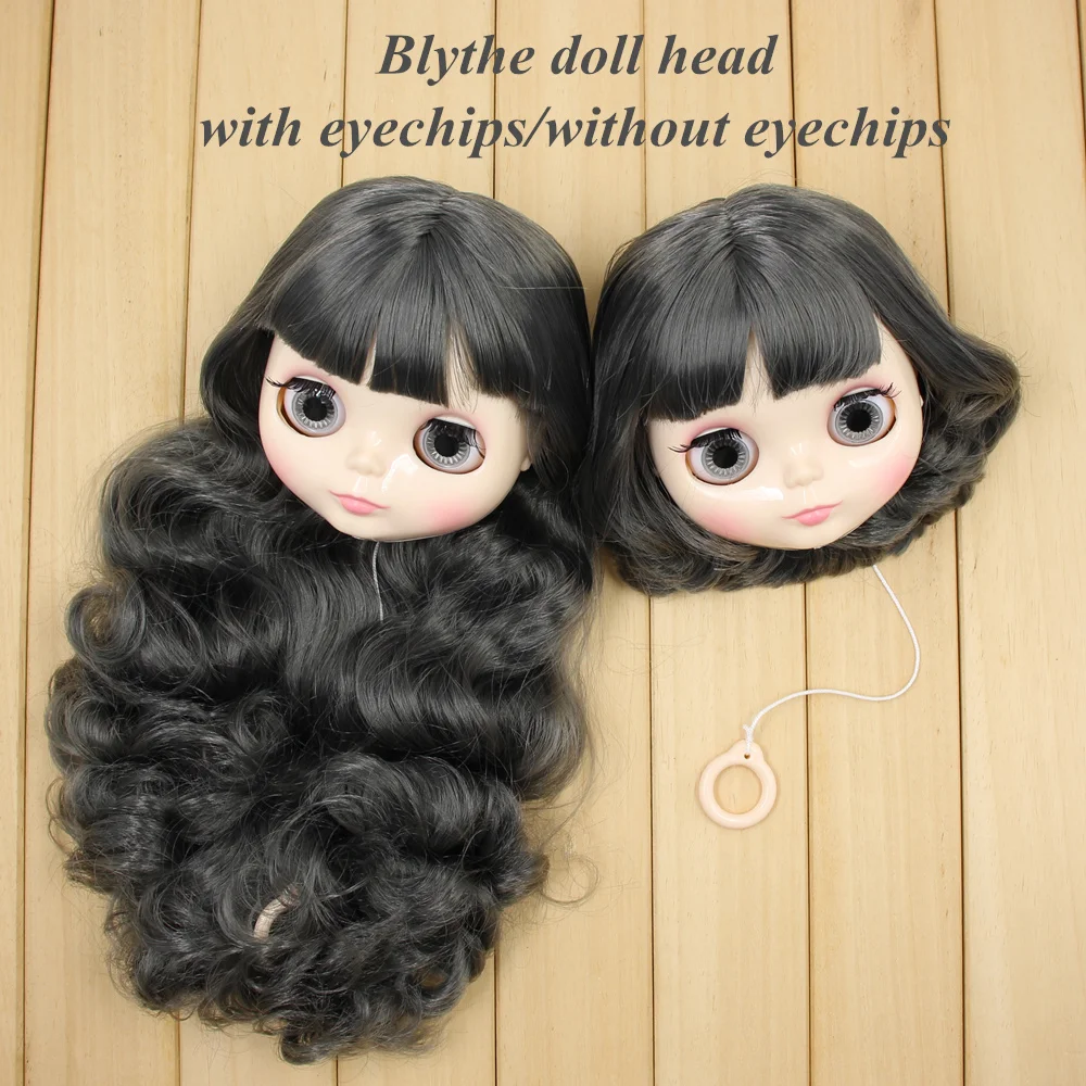 

blyth doll head with hair customize DIY 1/6 with or without eyechips Wild colorful soft long curly hair short hair