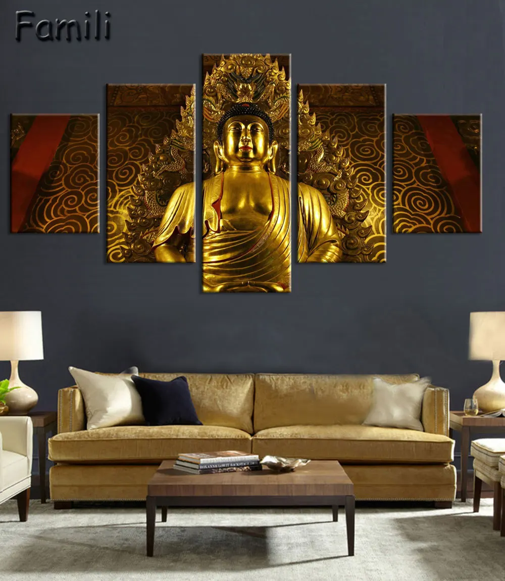 

5pcs Retro and Nostalgic style Abstract painting Buddha and city building canvas art modern home decoration PAINTING art