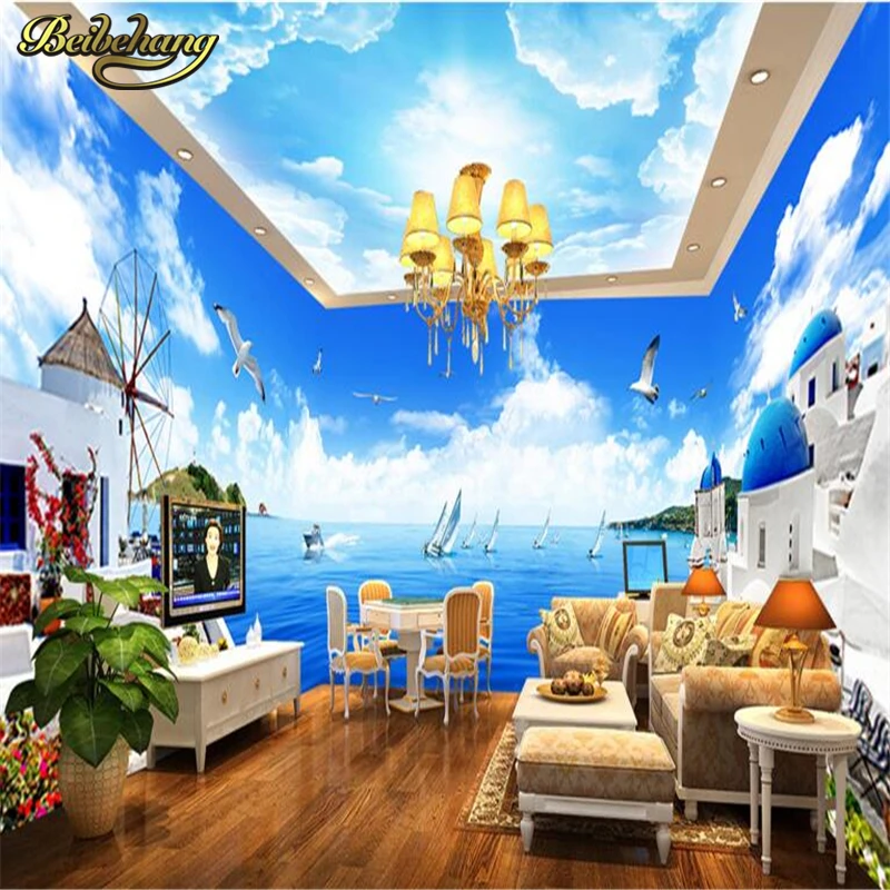 

beibehang Mediterranean space full house backdrop 3D wall mural wallpapers for living room photo murals wall paper 3d flooring