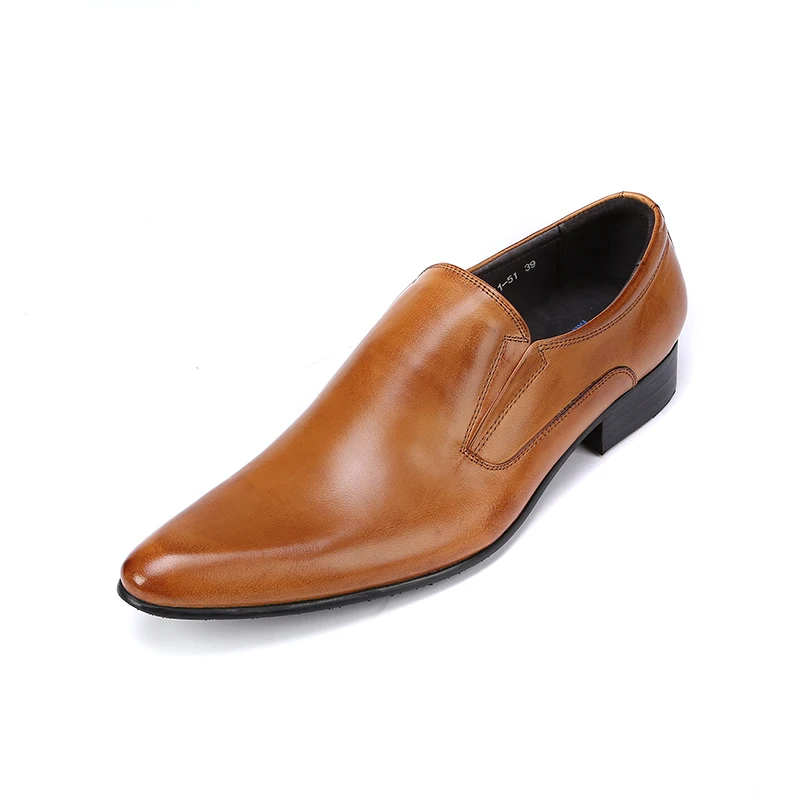 Nieuwe Klassieke Echt Lederen Heren Kleding Schoenen Zakelijke Formele Bruiloft Kantoor Man Bruin Zwart Schoeisel Puntschoen Slip On Loafers