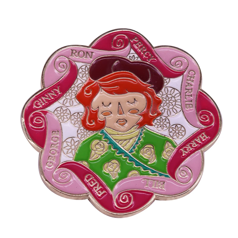 Molly Weasley wizarding family brooch knitted floral clock pin bookworm badge fans gift