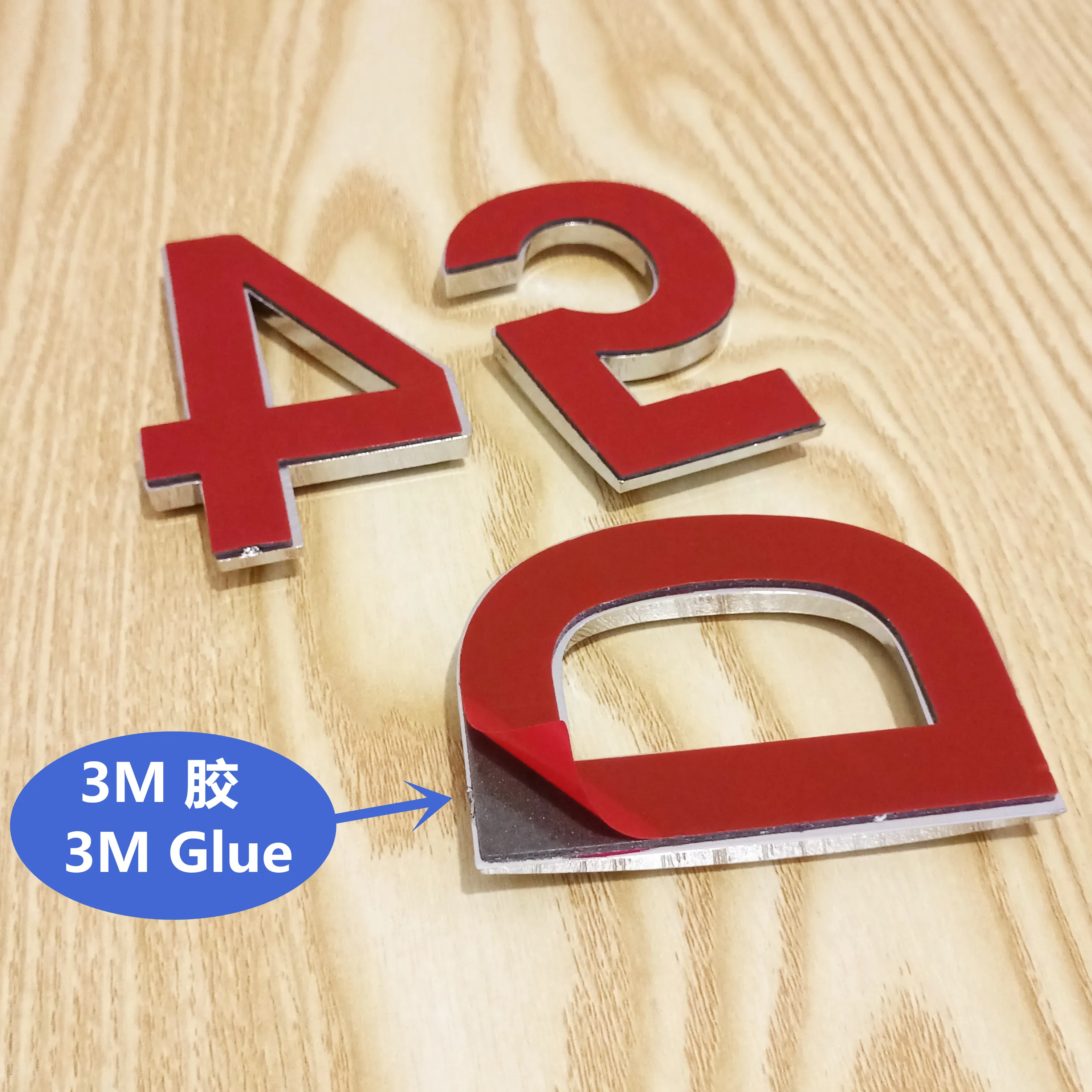 70mm 0123456789ABCDEF Wonzeal Modern Silver Plaque Number House Hotel Door Address Digits Sticker Plate Sign ABS Plastic