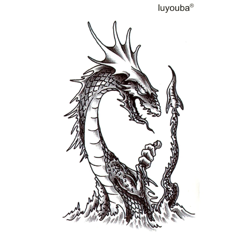

Loch Ness Monster waterproof temporary tattoos men harajuku flash tattoo sticker Western Dragon tatoo sleeves fake tatto