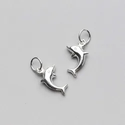 925 Sterling Silver Cute Dolphin Charms 13x7.5mm Handmade Women Jewelry Pendant Accessories DIY Dangle Earring Necklace Gift