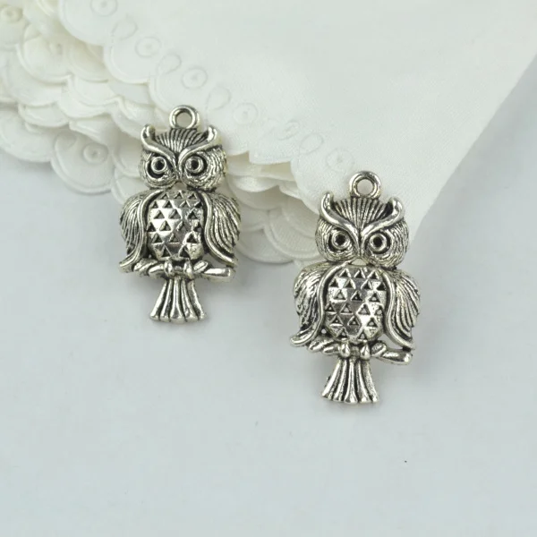 10pcs alloy Tibetan Silver Plated owl Charms Pendants for Jewelry Making DIY Handmade Craft 31*17mm D105