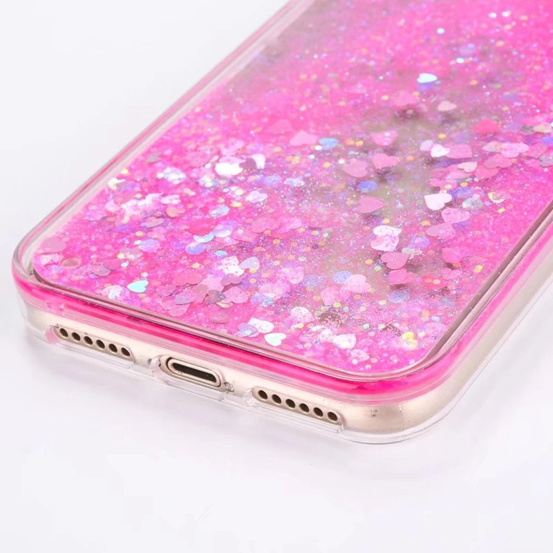 Glitter Liquid Quicksand Case For iPhone 5S SE2016 Bling Love Heart Phone Case For iPhone 6S 6 7 8 Plus X Girls Cute Back Cover