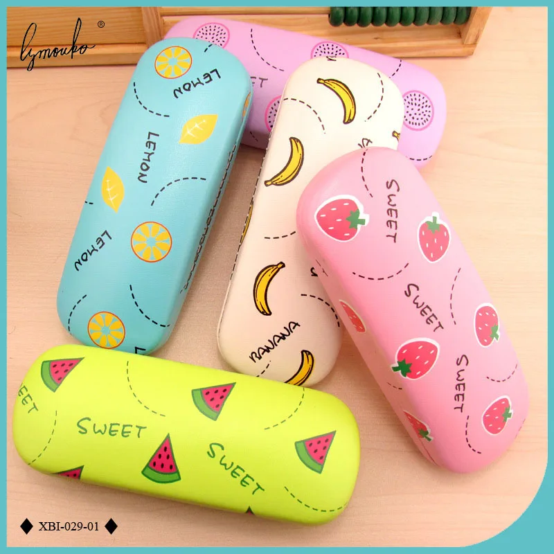 Lymouko New Design Cute Multicolor Fruit Pattern PU Leather Glasses Case Metal Eyewear Glasses Box for Gift