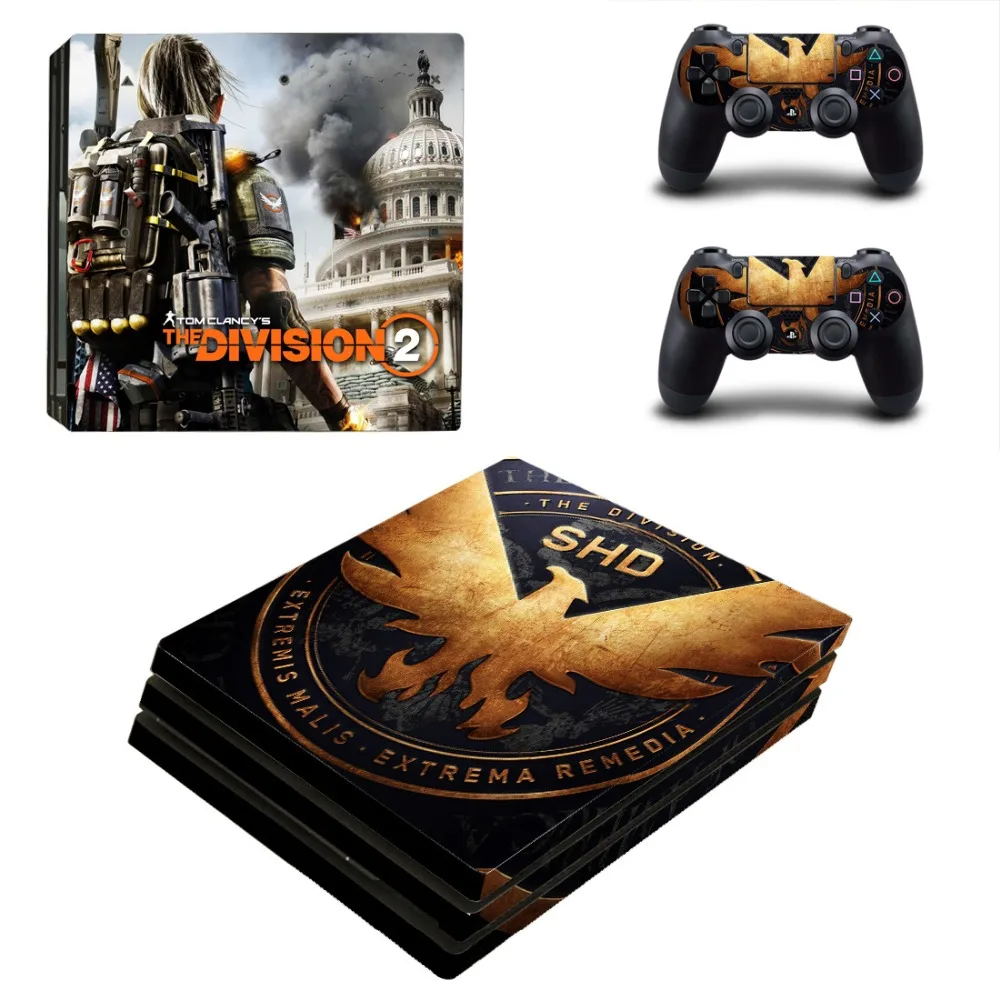 Tom Clancys The Division 2 PS4 Pro Skin Sticker For Sony PlayStation 4 Console and Controllers PS4 Pro Skin Sticker Decal Vinyl