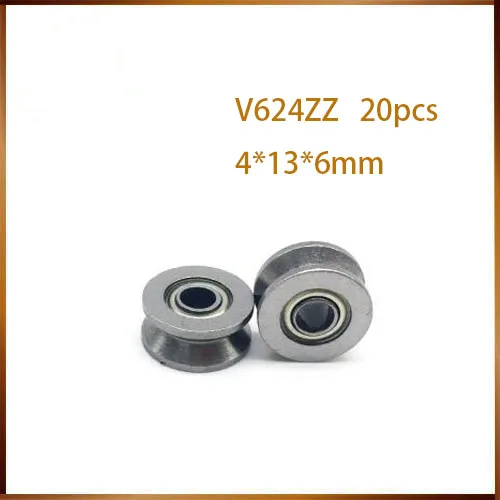 

v624z Carbon Steel V624ZZ (20 Pcs) V Groove Sealed Ball Bearing 624VV Guide Track Roller Bearing V624 Embroidery Machine Bearing