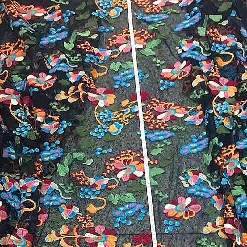 Extreme Luxurious Embroidery On the black Net BackGround For Dress Fabric sewing Material for Fashion week Party Dress Fabric