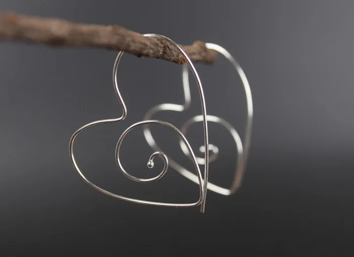 S925 Sterling Silver Big Heart Hoop Fashion Earrings