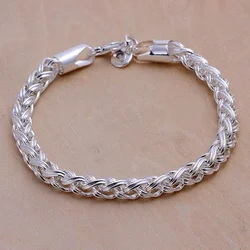 Creative twist circle , chain women men silver color bracelets new high -quality fashion jewelry Christmas gifts H070