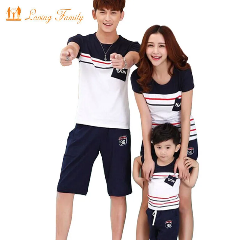 Family Look Summer Family clothing Mother Daughter Dress Family Matching Outfits Cotton Father Son T-shirt and pant