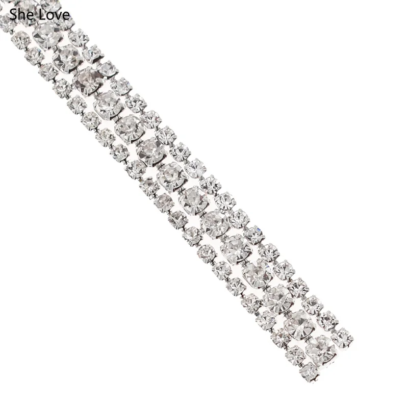 Chzimade 1Yard 3Rows Crystal AB Rhinestone Cup Chain For Wedding Dress Decoration Trim Applique Sew On Garment Bags image 4