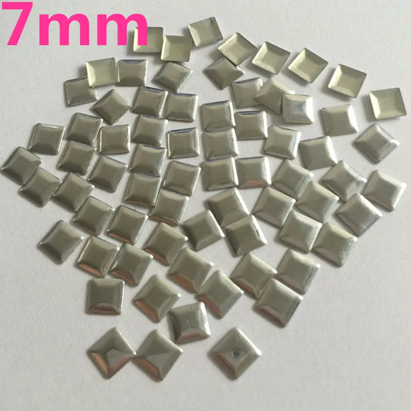 50pcs 7*7MM Silver Square Pyramid Shaped Studs Hot Fix Rhinestuds Heat Transfer Rhinestones For Clothing/shoes/ bags /scarfs