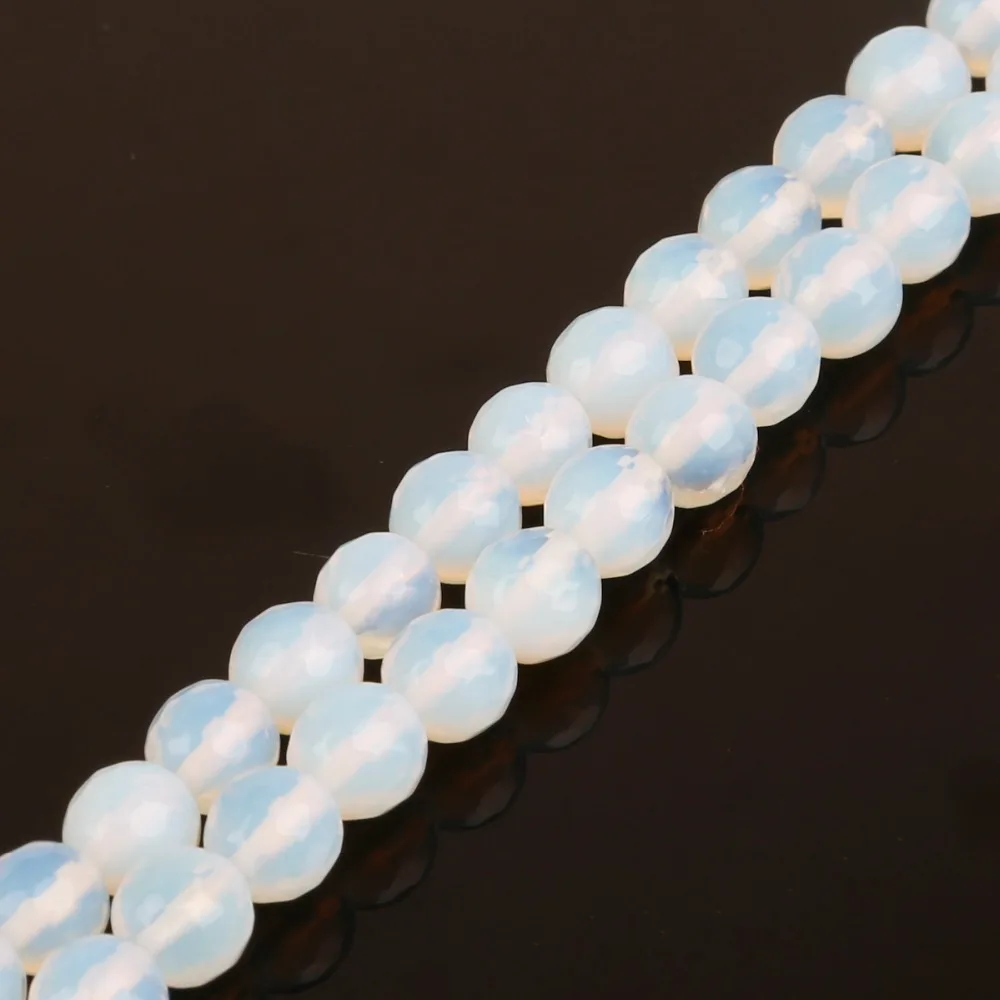 Natural Stone Beads White Opal Opalite Quartz Faceted Loose Beads 4 6 8 10 MM Fit Diy Charms Beading Beads For Jewelry Making