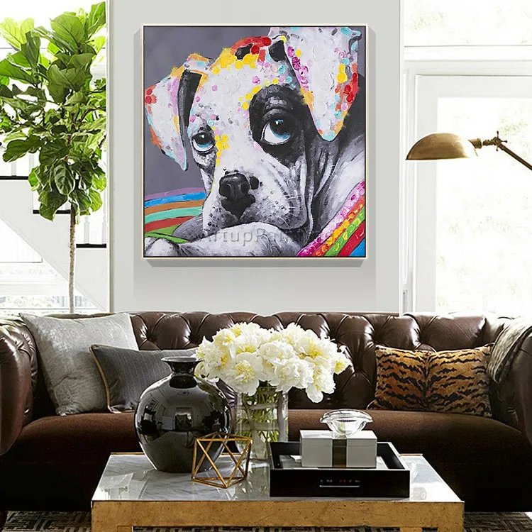 Dog painting Canvas acrylic painting wall art pictures for living room home decor pop art animal Painting cuadros decoracion 004