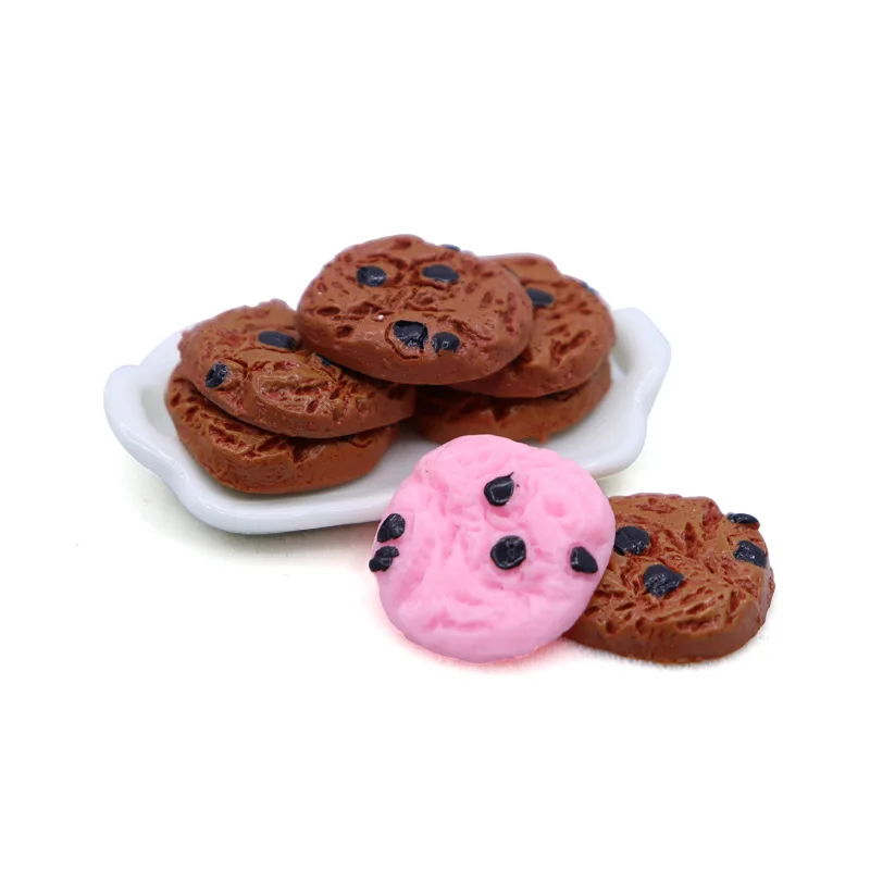 10 pçs/lote mini kawaii chocolate chips biscoitos padaria miniatura casa de bonecas cozinha decoração